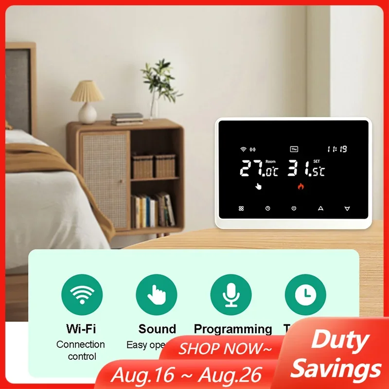 Smart Life WIFI Wall-Mounted Boiler Thermostat Mobile-Controlled Electric & Water & Gas Floor Heating Temperature Controller