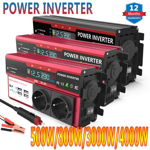 SUDOKEJI 800W 500W Continuous Power Inverter Portable for Car Inverter RV Boat DC 12V To 220V 230V EU Socket Protection
