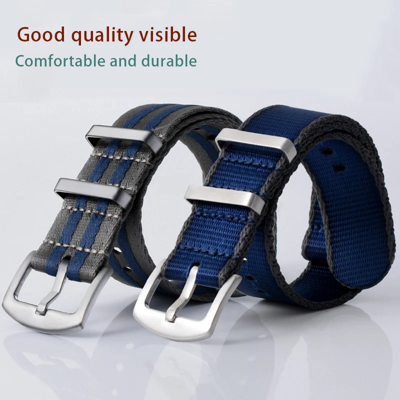 High Quality Ribbed Nylon Strap 20mm 22mm Watchband Braid Fabric Nylon Ribbed Watch Bands ​Accessorie For Traditional Watch