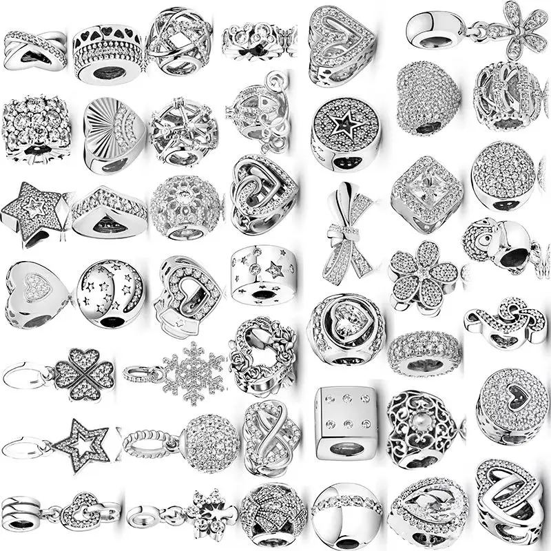 

5pcs/lot New 925 Silver color Charms Beads Pendant Fit Bracelet Necklace For Women DIY Jewelry Accessorie