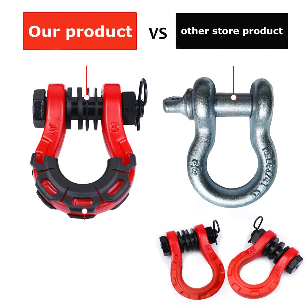 2pcs 3/4” U Type Heavy Duty Drop Forged D-Ring Shackle U-Hook Loop Hook Trailer Rope Automobile Suv Modification Towing Bars