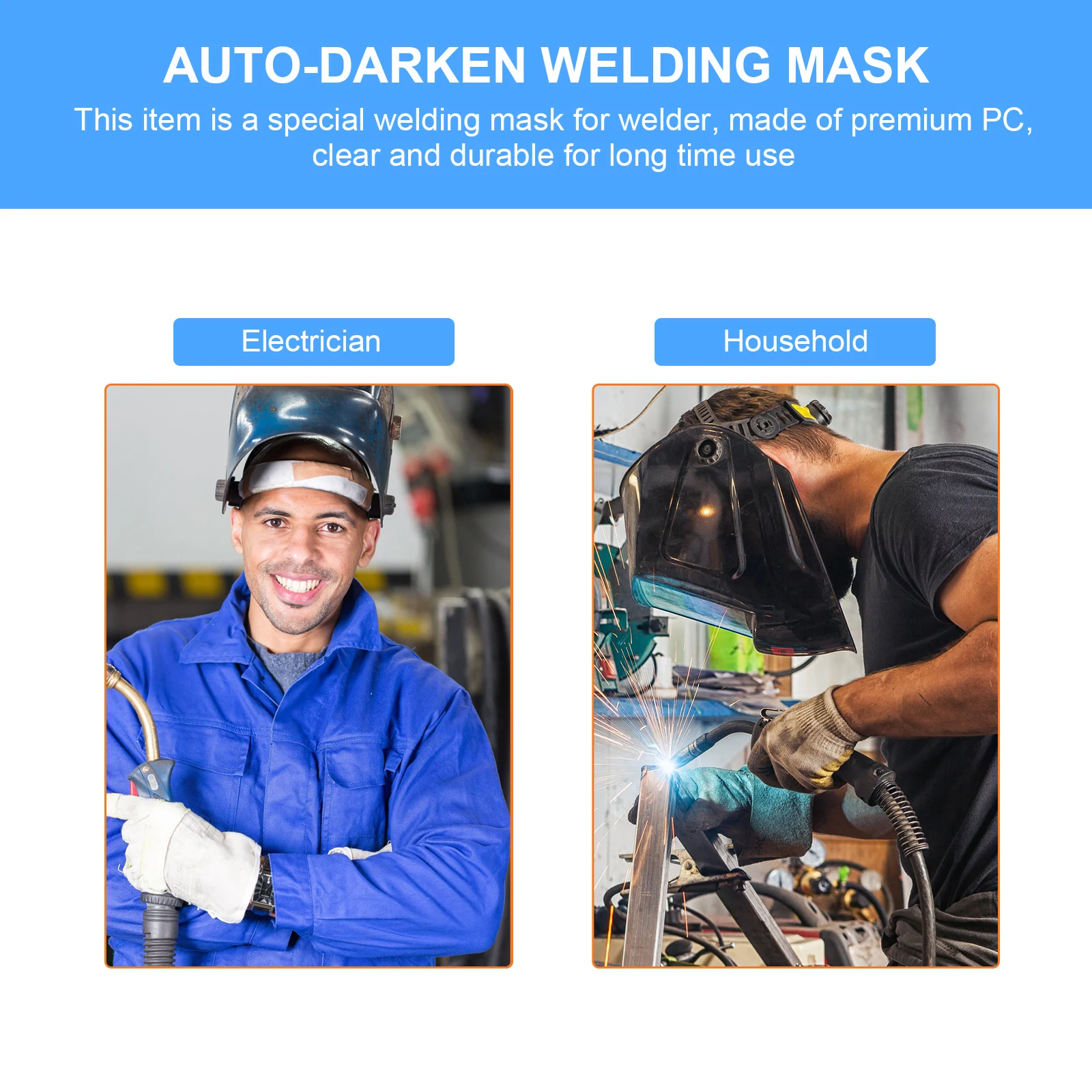 

Handheld Welding Mask High-Strength Flame-Retardant Auto-Darkening Lens Protection For Sparks Dust Welding Hood Reusable