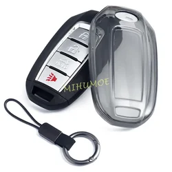 For 2019-2025 Infiniti Q50 Q60 QX50 QX55 QX60 Black Transparent Car Key Fob Case Cover Keychain Ring Accessories 2024 2023 2022