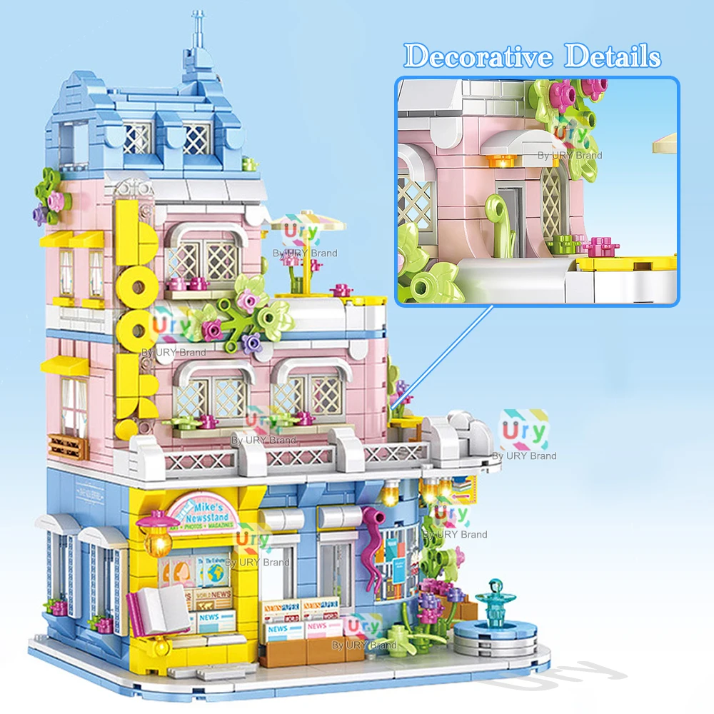 City Street View série amis maison boutique magasin de livres bibliothèque rétro bricolage jouets Architecture MOC blocs de construction pour enfants fille cadeau