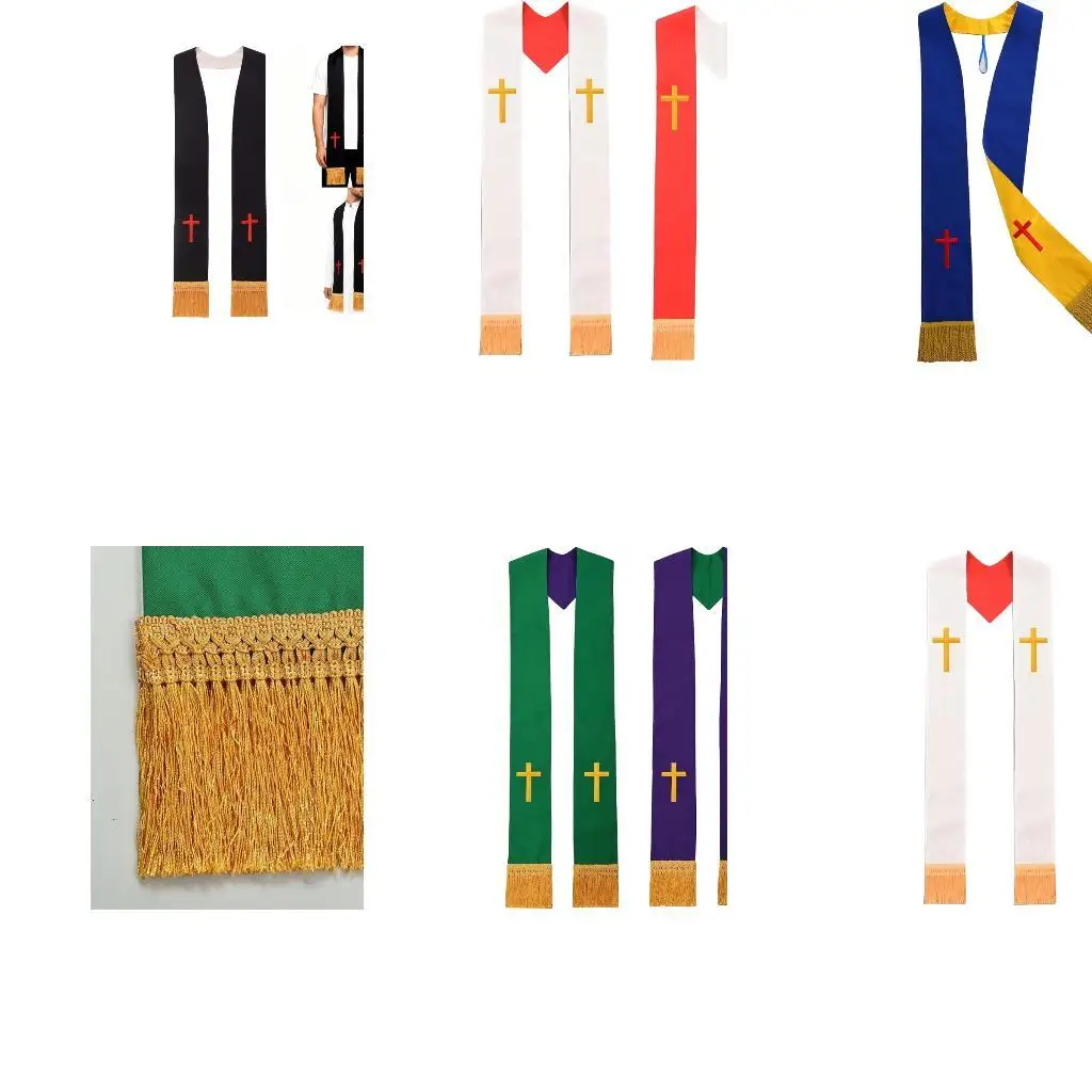 

Stylish Clergy Stole Feature Embroidered Tassels for Ceremonial Occasion