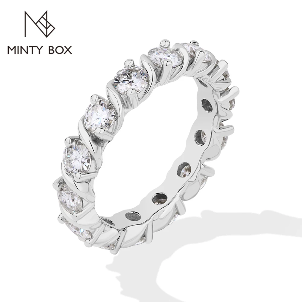

MINTYBOX S925 Серебряные обручальные кольца с муассанитом для женщин 3,5 мм D/VVS1 Lab Grown Кольцо с бриллиантом 18 К Позолоченные ювелирные изделия
