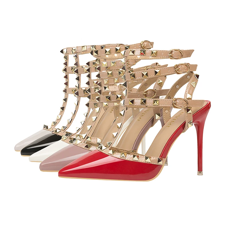 

Сандалии-гладиаторы, летняя женская обувь, тренд 202, роскошная вечерняя обувь для женщин, брендовые туфли-лодочки, модная женская обувь на высоком каблуке с заклепками