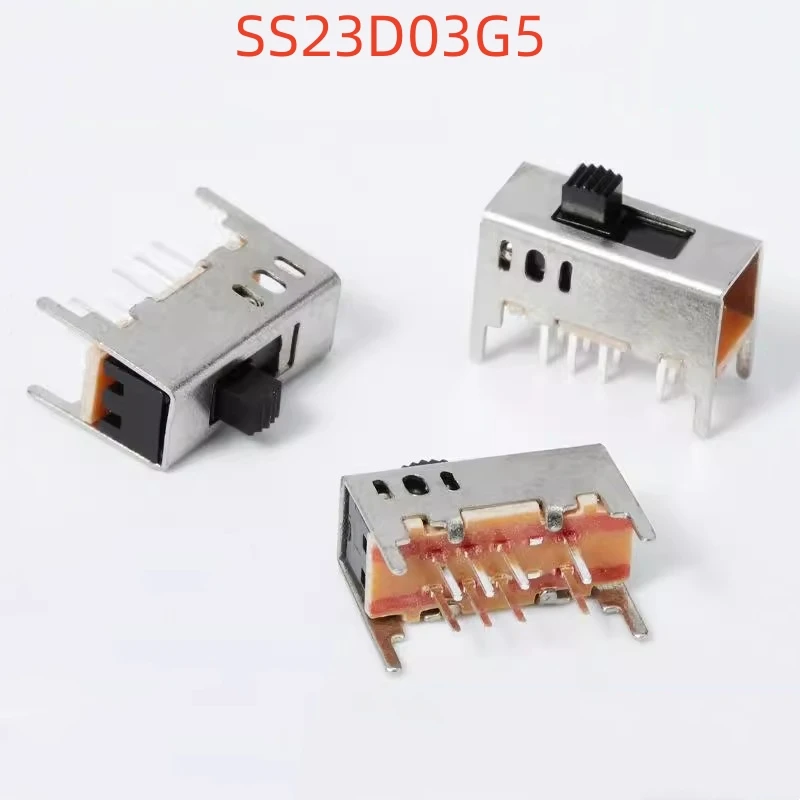 5PCS SS23D03G5 Small Sliding Toggle Switch Double Row Vertical 3-gear 8-foot Handle Height 5mm With Fixed Bracket 2P3T
