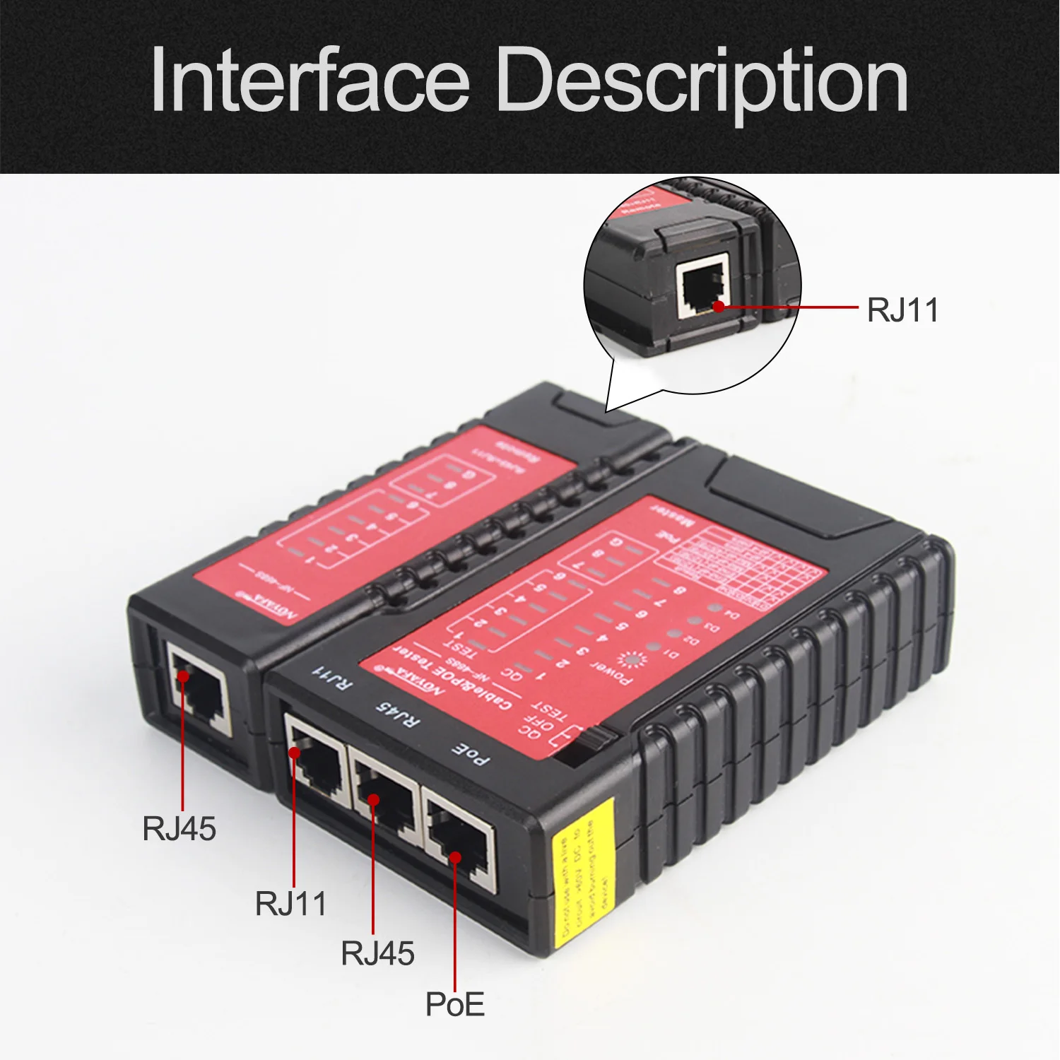 

NOYAFA Lan network PoE cable tester Crystal head network cable adapter connectivity test rj45 rj11 cable tester NF-468S