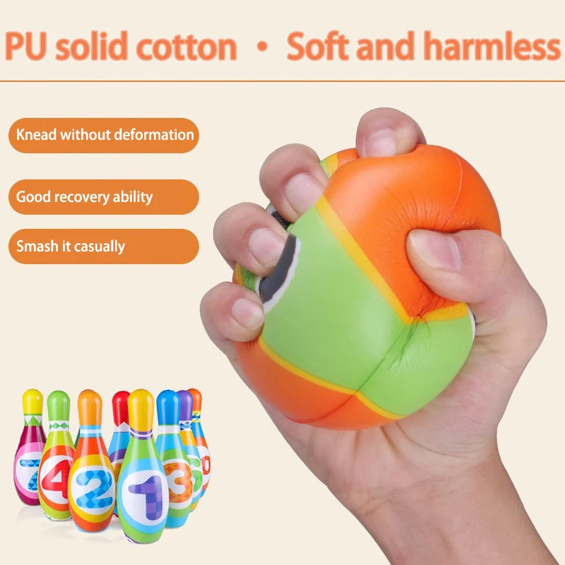 Pu Solid Cotton Drop Resistant Children's Bowling Indoor Small Kindergarten Baby Balls Parent-Child Safety Sports Toys