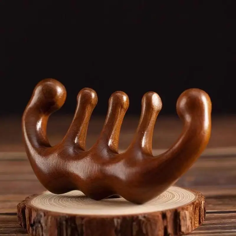 الخشب العلاج تدليك مشط رئيس الوجه فروة الرأس غوا شا مدلك الوجه الطبيعي خشب الصندل واسعة الأسنان غواشا كشط تدليك الجسم