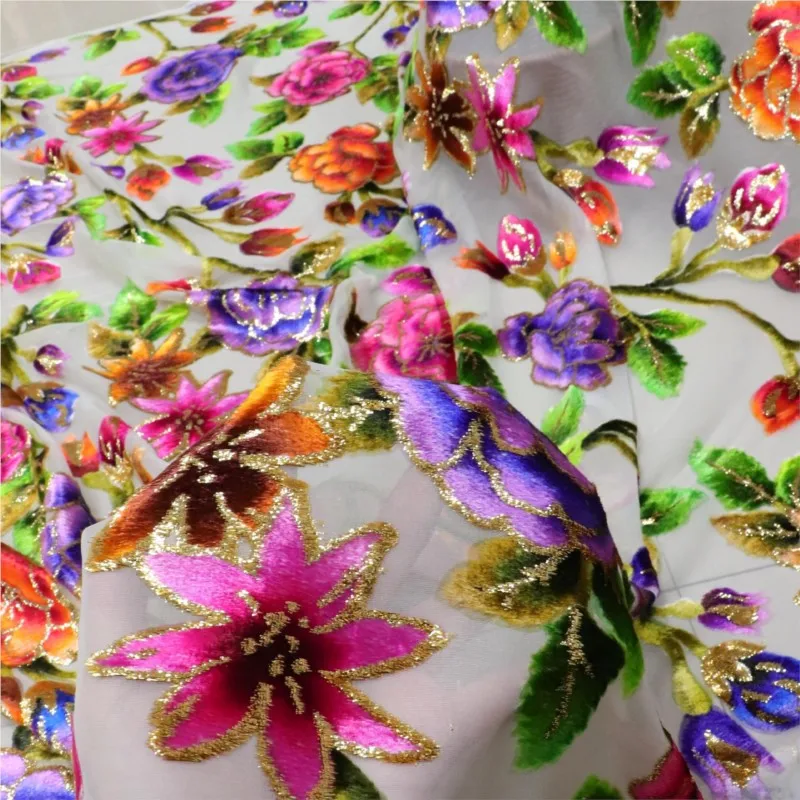 

Silk jacquard velvet bright woven georgette fabric dress cheongsam
