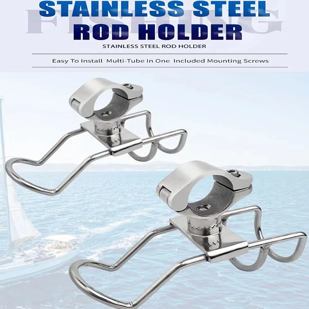 

2 PCS Rod Holder 316 Stainless Steel Fishing Rod Support 360 Degree Rotatable Marine Rod Bracket Yacht Kayak Boat Accessories