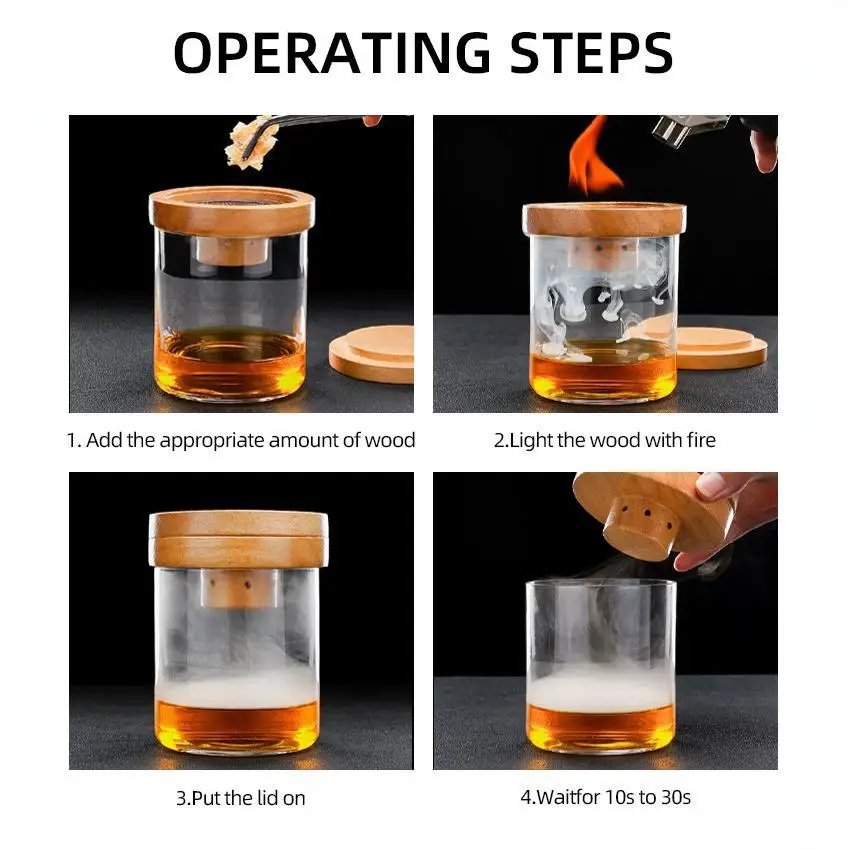 Kit per affumicatore da cocktail Smoking Master - Set di infusori per trucioli di legno per fumatore di bevande vecchio stile Whisky Bourbon con 4 gusti naturali