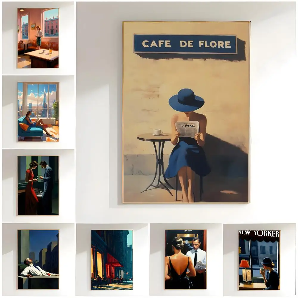 Edward Hopper City Poster Classic Wall Art  Home Decor  Peel and Stick Unframed