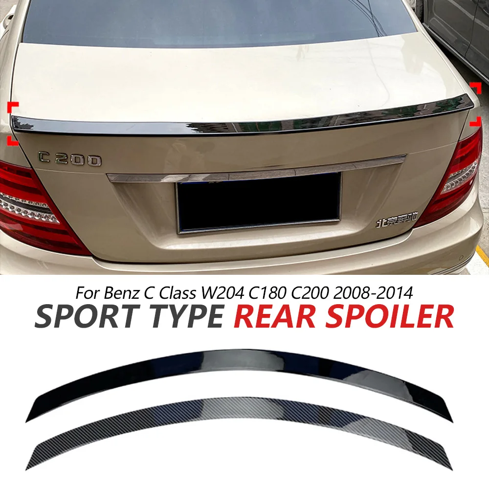 

Rear Spoiler For Benz C Class W204 C180 C200 2008-2014 Glossy Black Sport Body Kit Trunk Lid Wing Car Update Auto Accessories