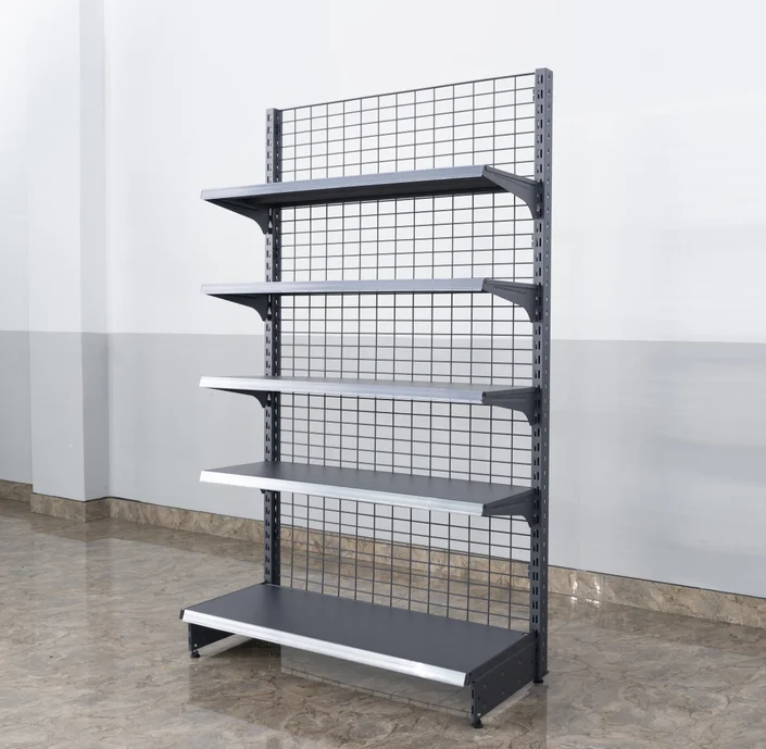 Heavy Duty Supermarket Rack Double-Sided Adjustable Back Wire Mesh Grid Shelf Quick Installation Customizable Size