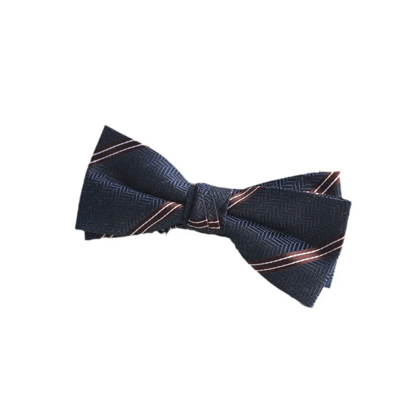 Мужской деловой повседневный галстук-бабочка из полиэстера и хлопка в полоску-бабочку в горошек