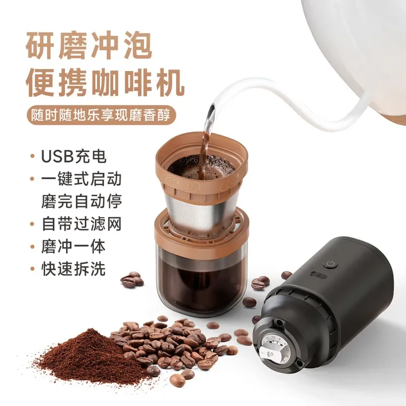 Portable Electric Coffee Grinder USB Rechargeable Mini Bean Mill for Home Travel Compact Powder Maker Machine Small Size