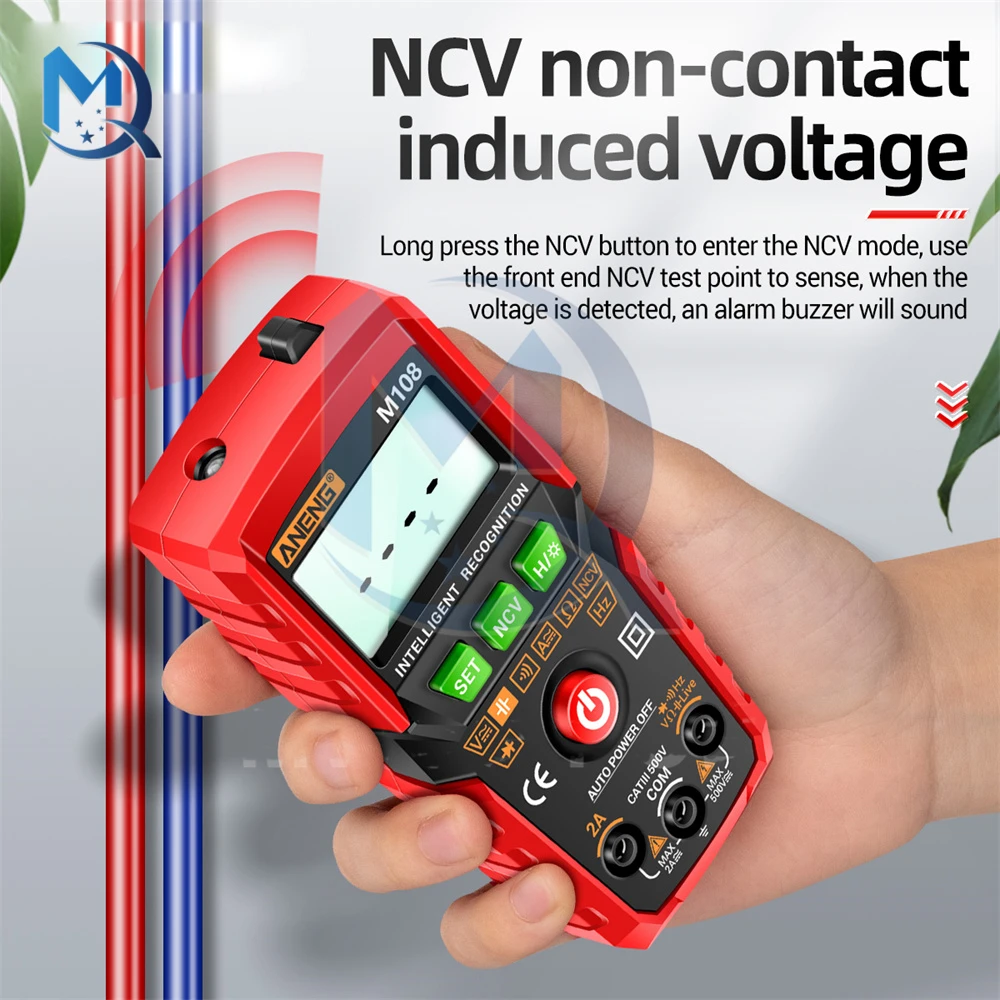 M107/M108 Mini Digital Multimeter 4000 Counts Non Contact AC/DC Current Voltage Tester Resistance Capacitance Meter