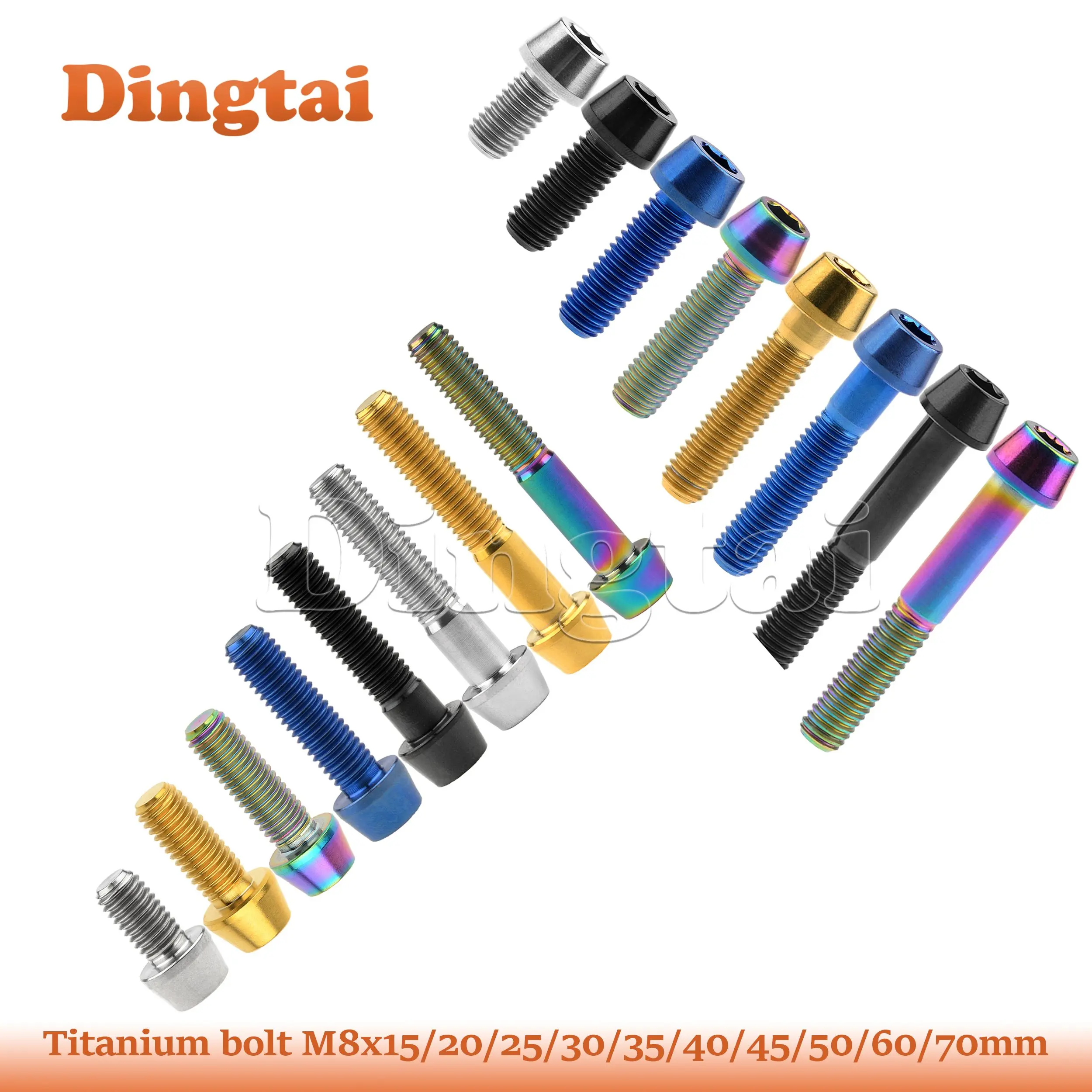 Dingtai Titanium Bolt M8x15/20/25/30/35/40/45/50/60/70mm Allen Key Taper Head Screw For Bicycle Motorcycle Car Ti Fastener