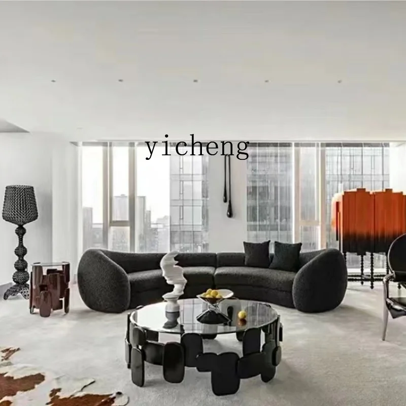 

LSL Italian Minimalist U-Shaped Curved Sheep Wool Hotel Homestay Beauty Salon Lobby Sofa