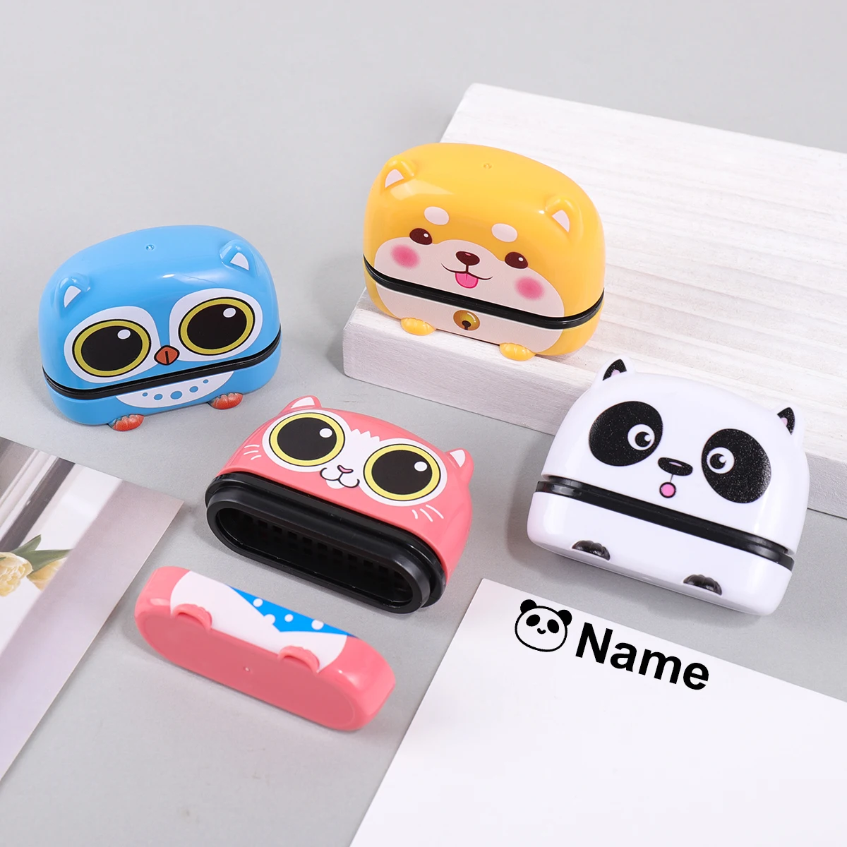 Cute Custom Kids Name Stamp Signature Personalized Name Stamp Quick-drying Ink Kindergarten Clothing Label Customized Text Seal