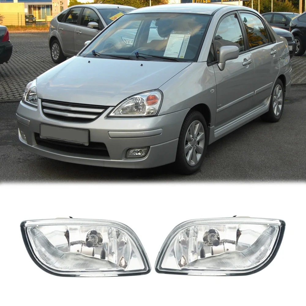 Car Front Bumper Left Right Fog Lights Assembly Foglight with Bulb for Suzuki Sx4 Hatchback 06-14 Aerio/Liana 02-07