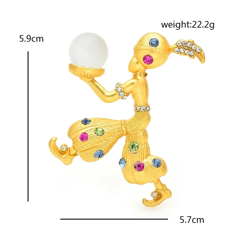 Wuli&baby Holding Crystal-ball Princess Brooches For Women Unisex Special Design Figure Party Casual Brooch Pins Gifts