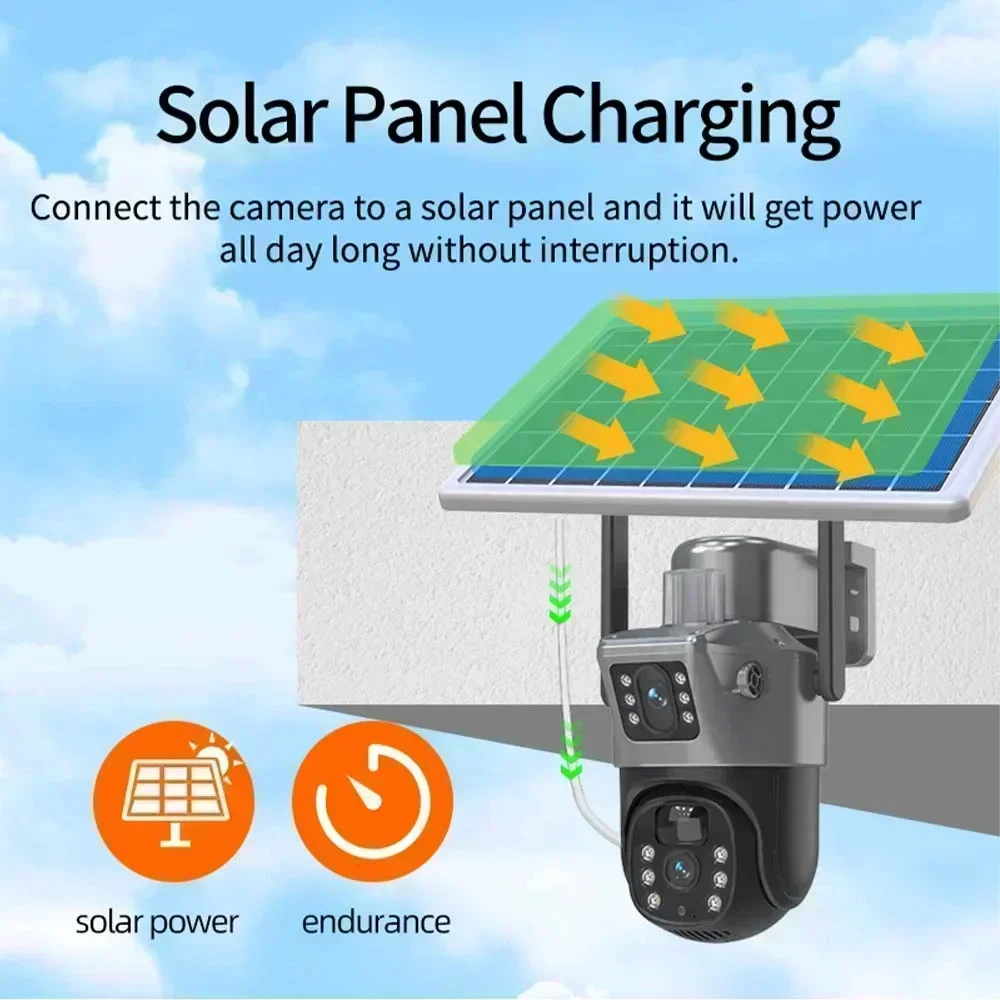 4k 8mp SIM-Karte Solar kamera kommt kostenlos mit einem 256g Speicher im Freien IP-Kamera Dual-Screen-Sicherheits schutz drahtlose Überwachung