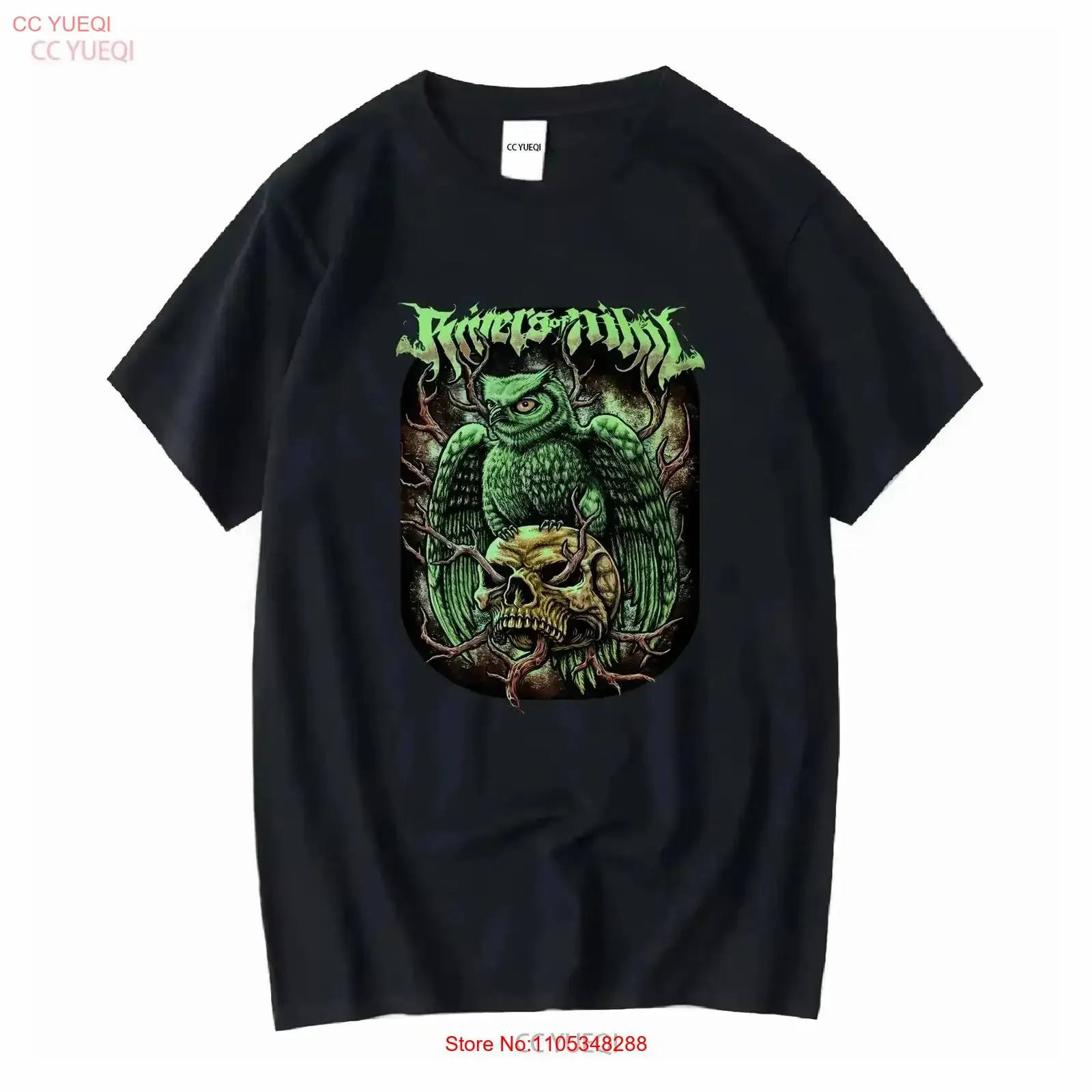 Rivers Of Nihil 'Owl' Schwarzes T-Shirt NEUES OFFIZIELLES Vintage Washed Casual Top für den Alltag Grafik Streetwear Homme Soft