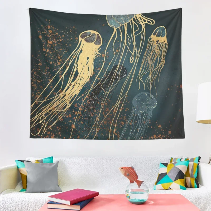 Psychedelic Natural Forest Jellyfish Large Wall Tapestry Colorful fish Wall Hanging Bohemian Wall Tapestries Mandala Wall Art