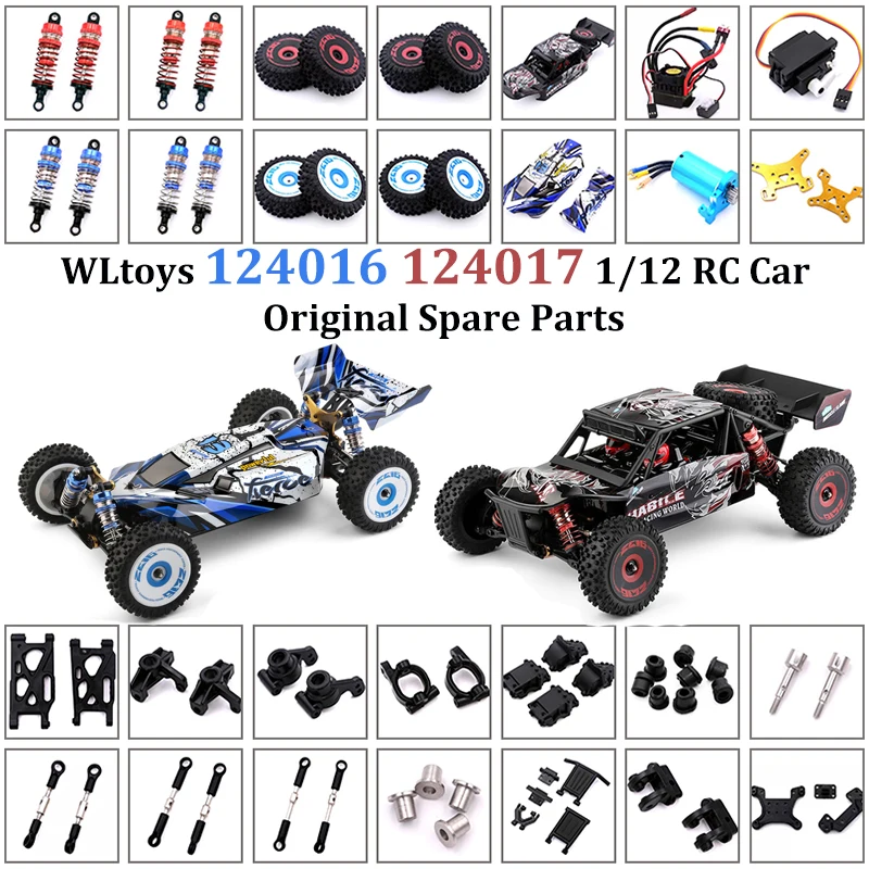 WLtoys 124016 124017 1/12 RC Car Original Spare Parts Brushless Motor Receiver ESC Swing Arm Differential Gearbox Tire Assembly