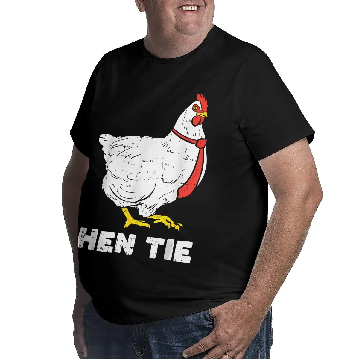 Hen Tie Plus Size T Shirts for Big and Tall Man Cotton Short Sleeve Oversized Top Tees 1X-6X Men's Tops Clothing