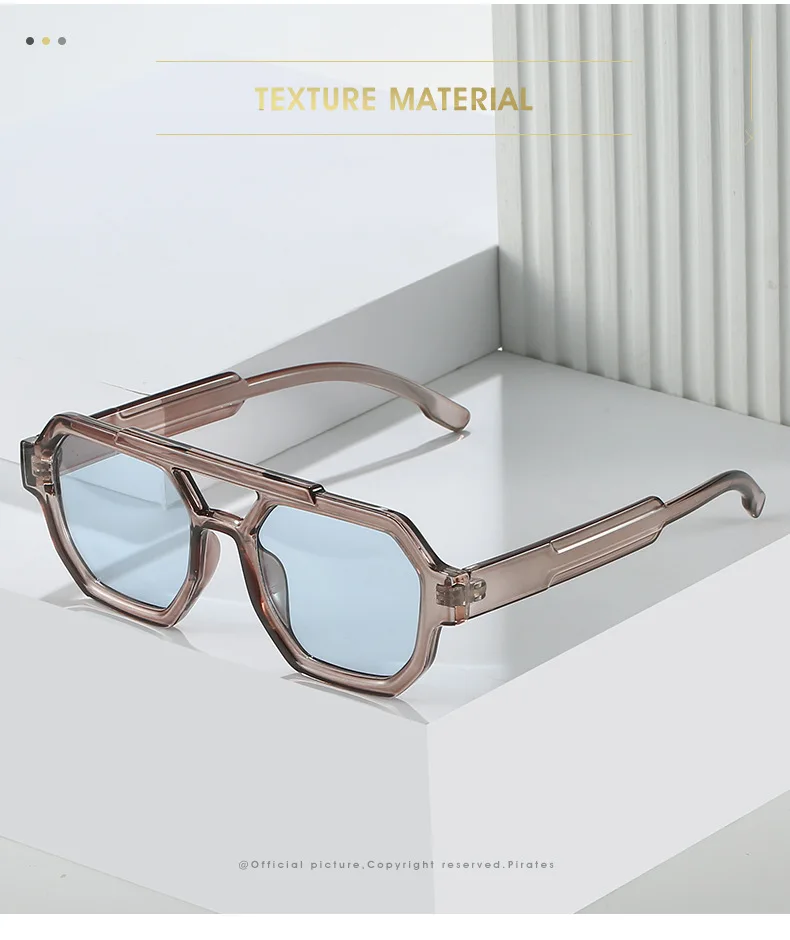 Mode Pilot Übergroße Sonnenbrille Für Frauen Neue Doppel Brücken Sonnenbrille Weibliche Retro Quadrat Leopard Lila Brillen Trendy – Detail 3