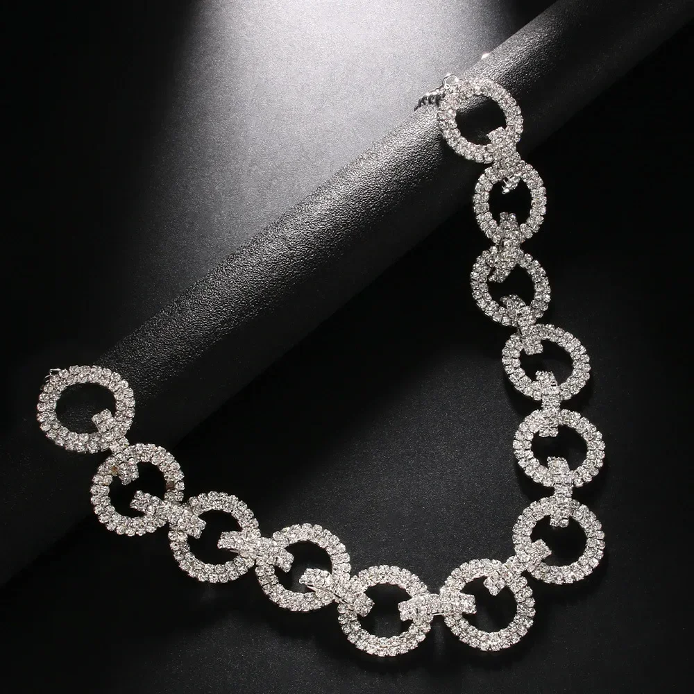 1 Pair Circular Ring Rhinestone Tops Shoulder Chain for Women Fashion Strap Bra  Lingerie Body Chains Jewelry Dress Accessories