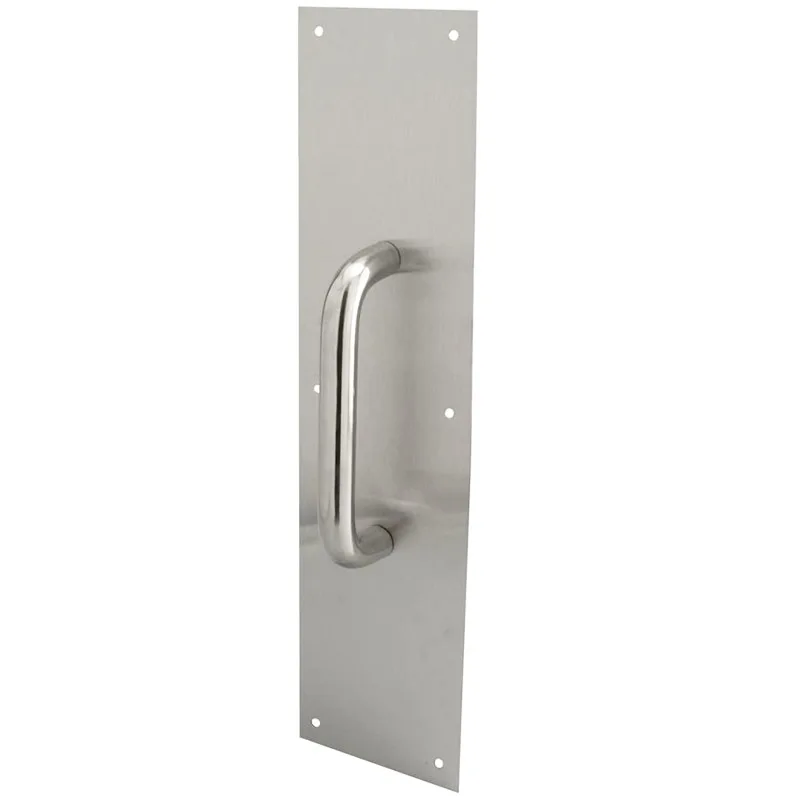 IMPEU Door Pull Plate with Round Handle, 10 x 30CM, Stainless Steel