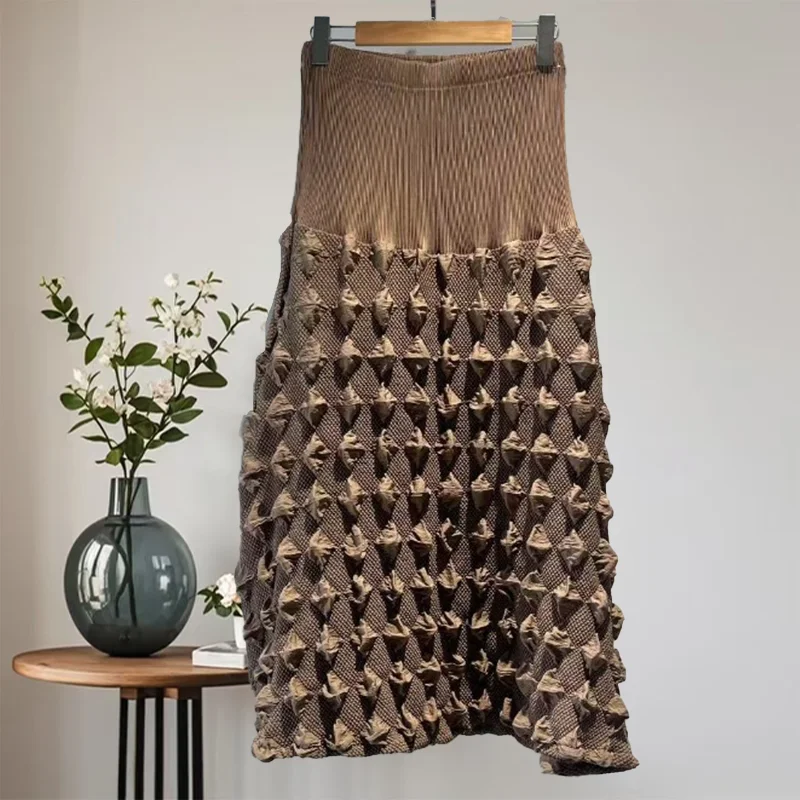 

Плиссированная женская простая черная полуюбка, весна-лето 2024, новая элегантная модная юбка-пузырь, эластичная тонкая юбка