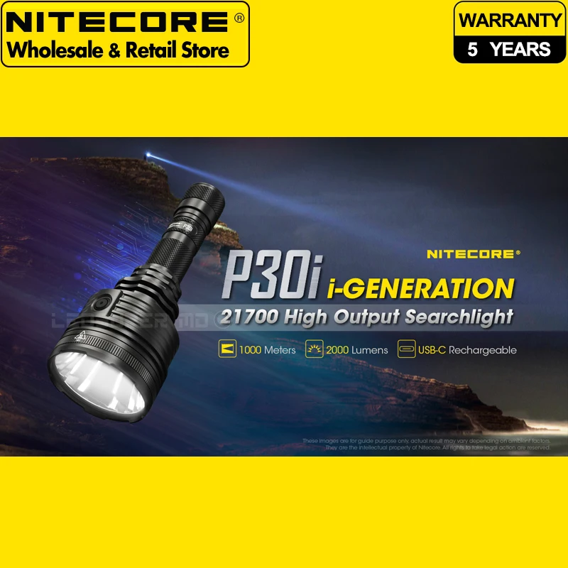 

1000 Meters Long Throw NITECORE P30i 2000 Lumens 21700 High Output Searchlight Flashlight for Hunting