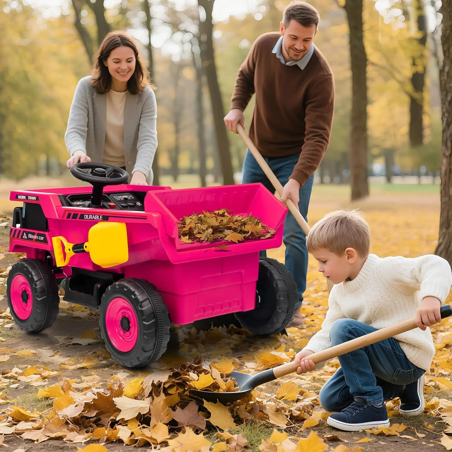 3～8歳向けダンプトラック乗用玩具、12V電動カー、幼児向け四輪車、自動リフトダンプベッド、シャベル、LEDライト、音楽、リモコン付き