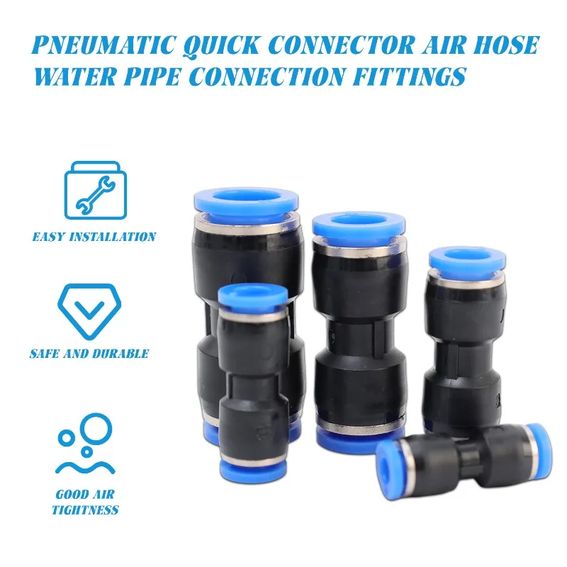 هوائي سريع موصل PU مستقيم من خلال موصل الخرطوم الهوائي ضاغط الهواء الاتصال السريع موصل هوائي 4/6/8/10/12 مللي متر #6