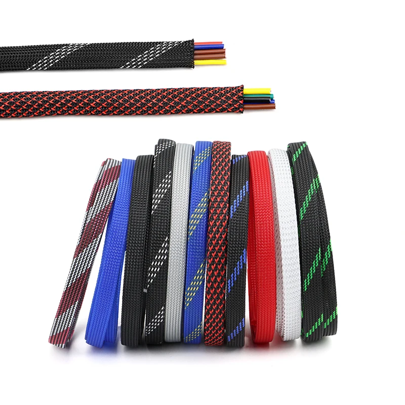 5m/Lot PET Geflochtene Isolierhülse Hochdichte PET-Kabelummantelung Dehnbare Kabelhülle Flammhemmende Nylon-Geflechtmanschette DIY – Detail 5