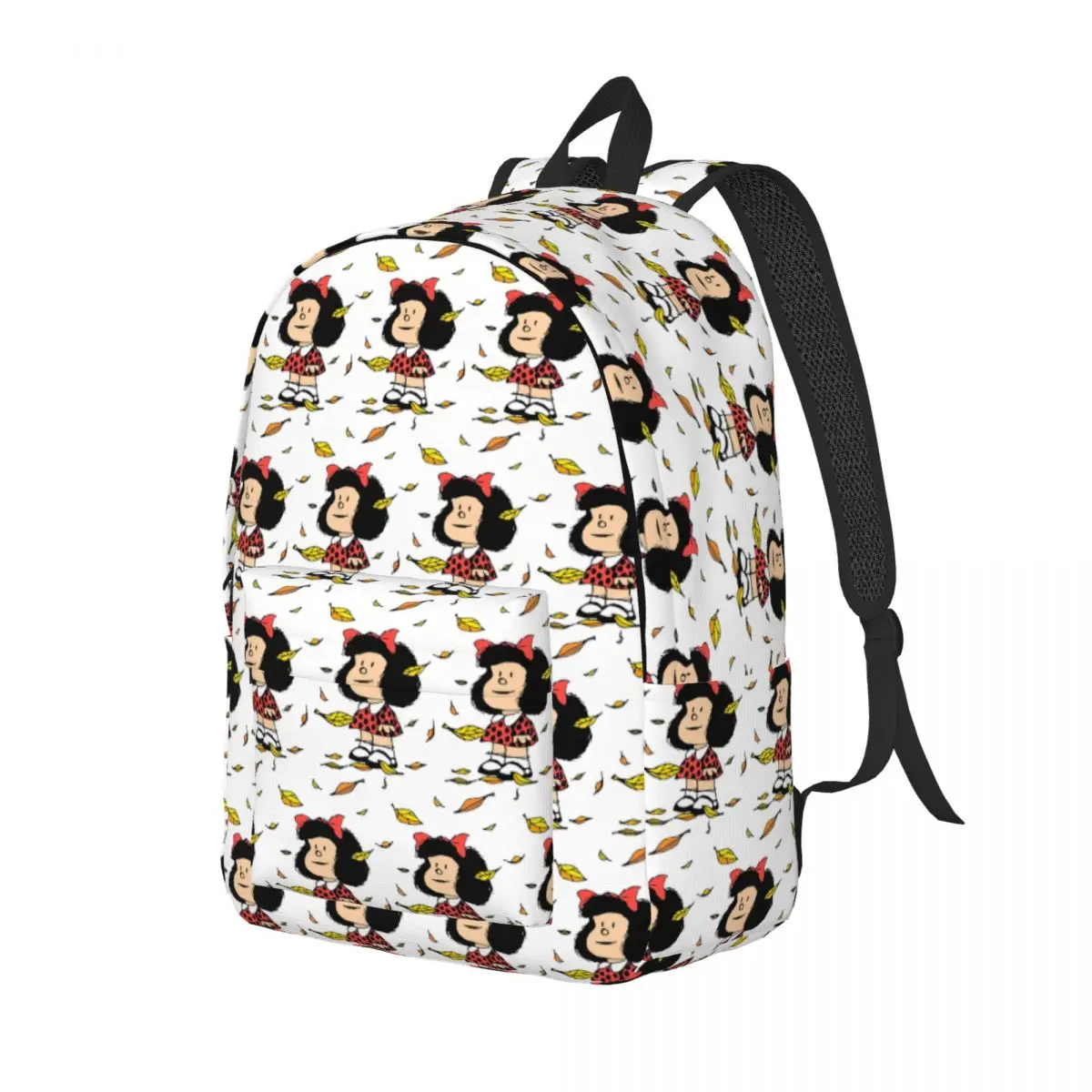 Mafalda Autumn Leaves Quino Comic Student Backpack School Bag Hiking Travel Daypack for Boys Girls Fashion Bookbag Shoulder Bags