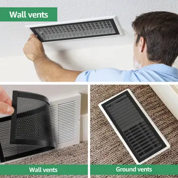 8ks magnetických krytů větracích otvorů, síťovaný filtr větracího otvoru pro zachycení nečistot, vlasů, prachu, obdélníkového větracího filtru 10x4 palce 6 nejlepší prodej magnetický kryt větracího otvoru - №2