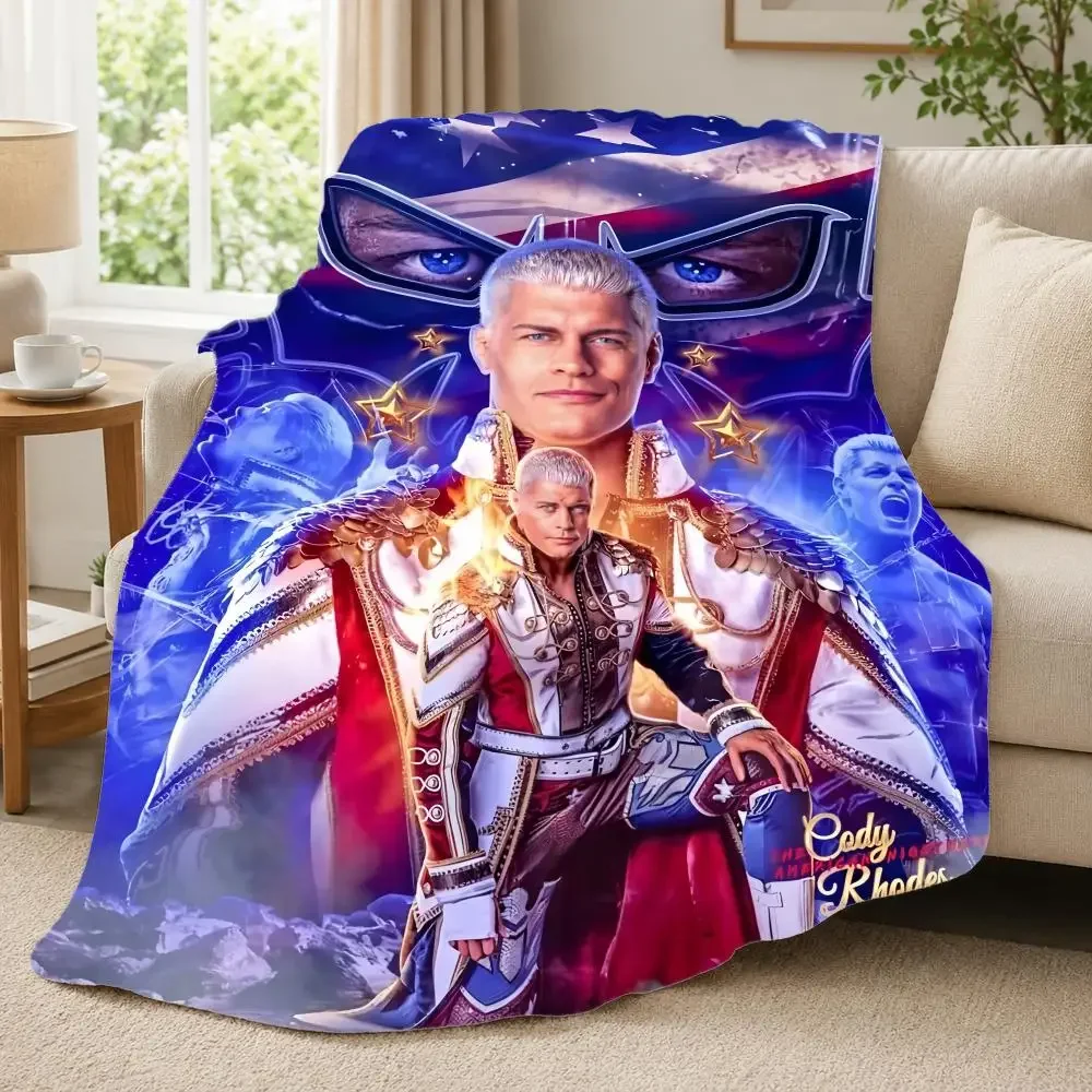 Wrestler C-Cody Rhodes Throw 240G Lightweight Throw Blanket Soft Cozy Fleece Blanket for Sofa Bed Home Decor