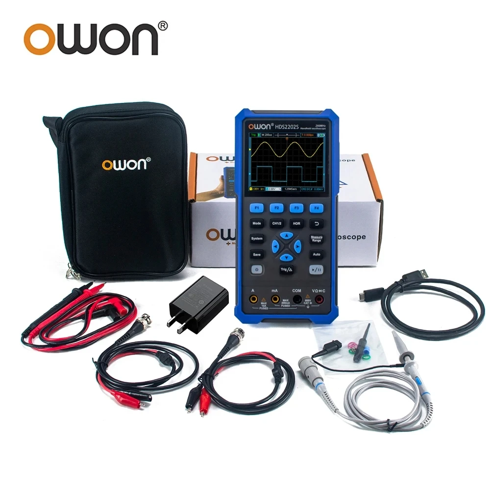 OWON HDS2202S Digital Oscilloscope 2 Channels 200Mhz 1GSa/s True RMS 3 in 1 USB Osiclloscopes + Multimeter+Waveform Generator