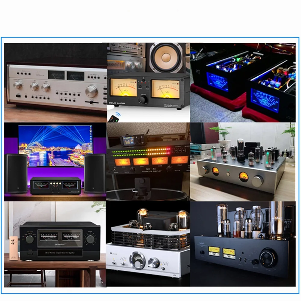 Double Pointer VU Meter Stereo Audio Amplifier Board DB Sound Audio Level Indicator Tester Adjustable Backlight-A32R