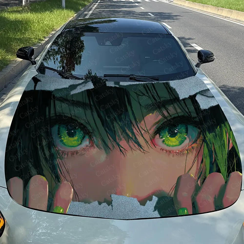 

Green Peeper - Anime Style Car Vinyl Wrap, PVC Waterproof Car Hood Sticker, Self-Adhesive Scratch-Resistant Stickers