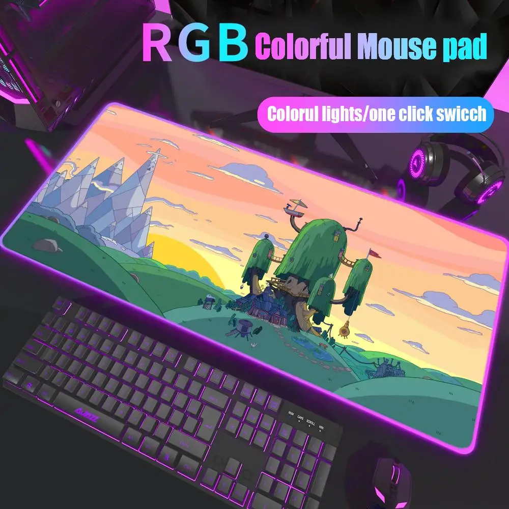 

Adventure Time Mouse Pad Gamer Rgb Desk Mat Back Light Led Mousepad Setup Gaming Accessories Deskmat Big Mousepepad Backlight