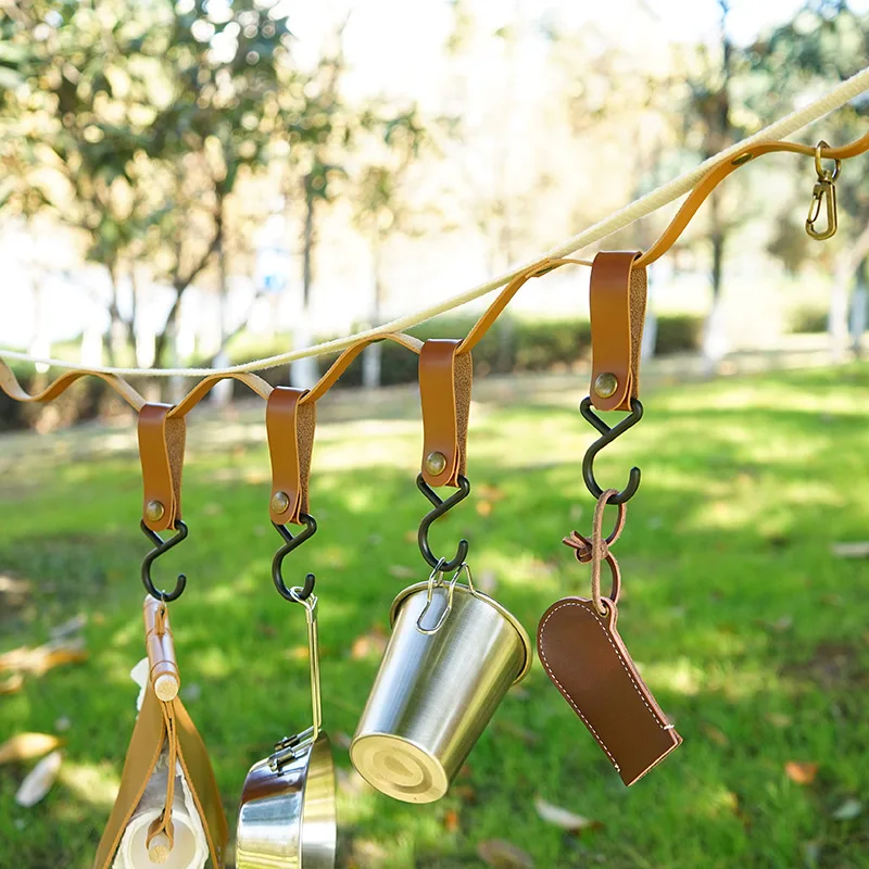 

4pcs PU Hooks Outdoor Camping Gear Wind Rope Clips Portable Travel Accessories